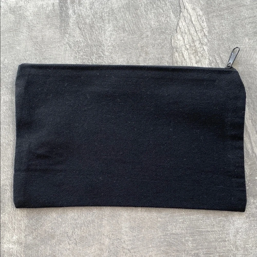 Black Zipper Pouch with White Text - Picture 2 of 3